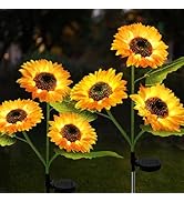 Etre Jeune Solar Garden Lights Outdoor Waterproof, 2 Pack Solar Powered Decorative Sunflower Gard...