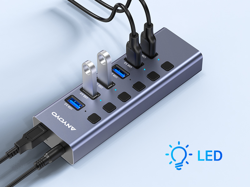 USB C HUB with Led light 