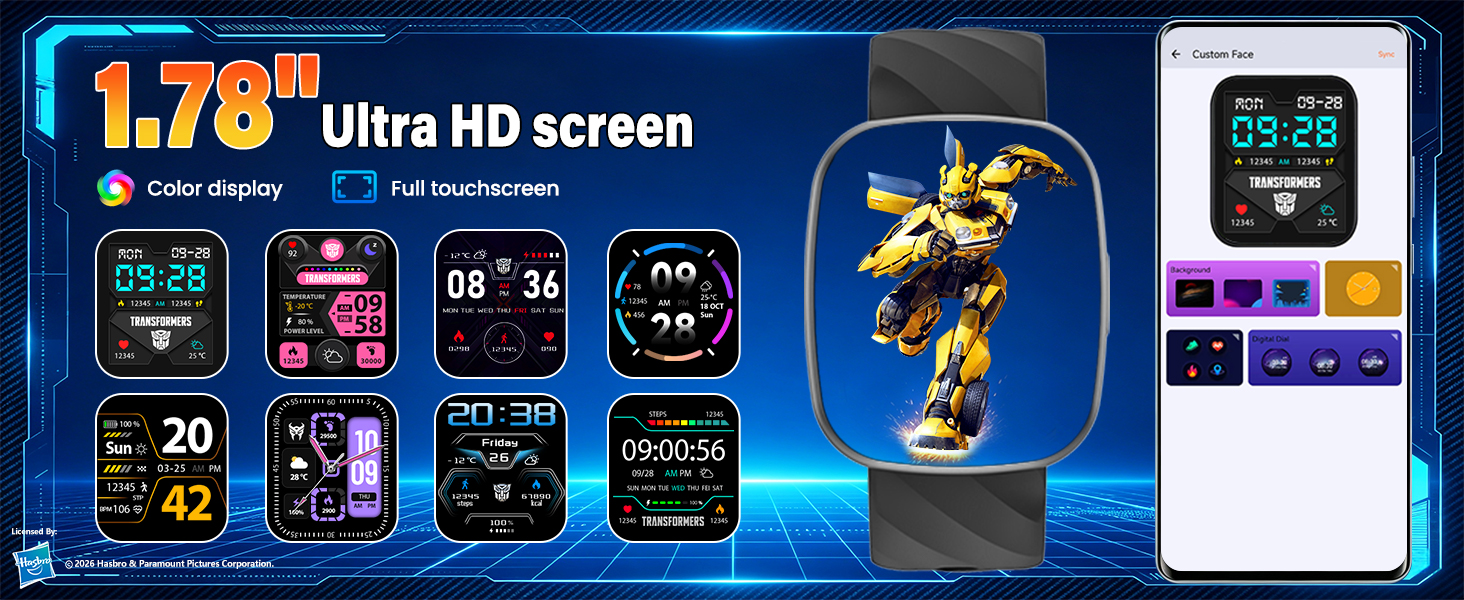 Transformers watch kids smartwatch boys girls gift fitness tracker heart rate