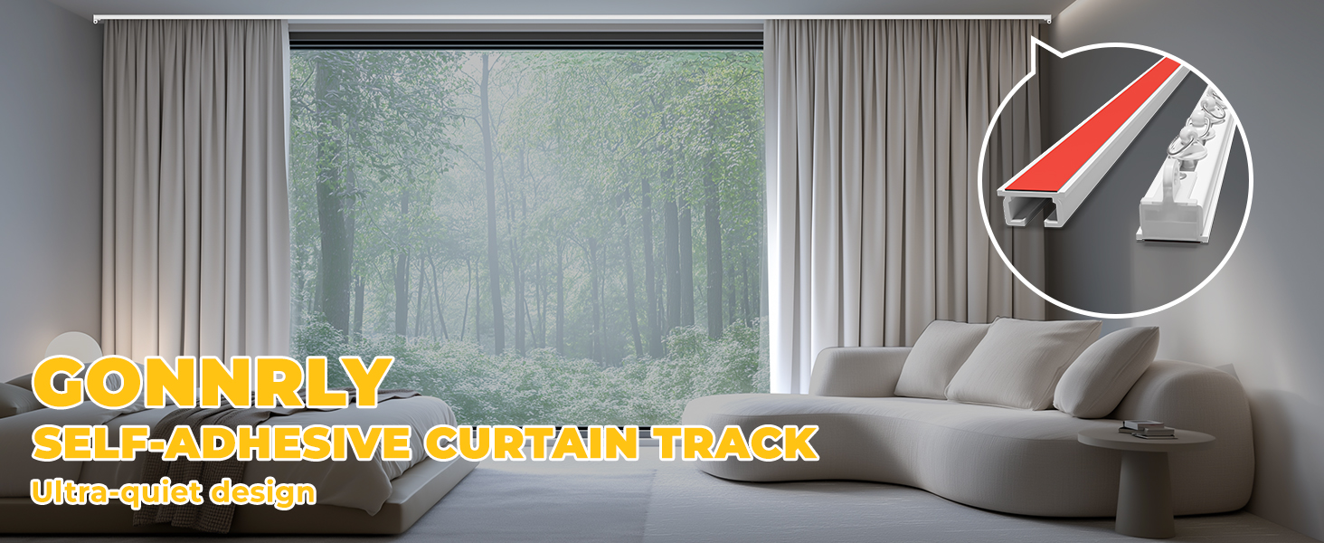 adhesive curtain track,curtain track ceiling mount,renter friendly curtain rod