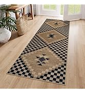 LIVEBOX Easy Jute Runner Rug for Entryway, 2x6 Runner Rug Kitchen Rugs Non Slip, Washable Black C...