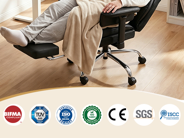 BESTFAIR Big and Tall Office Chair - High Back Executive Chair with Footrest &amp; Lumbar Support