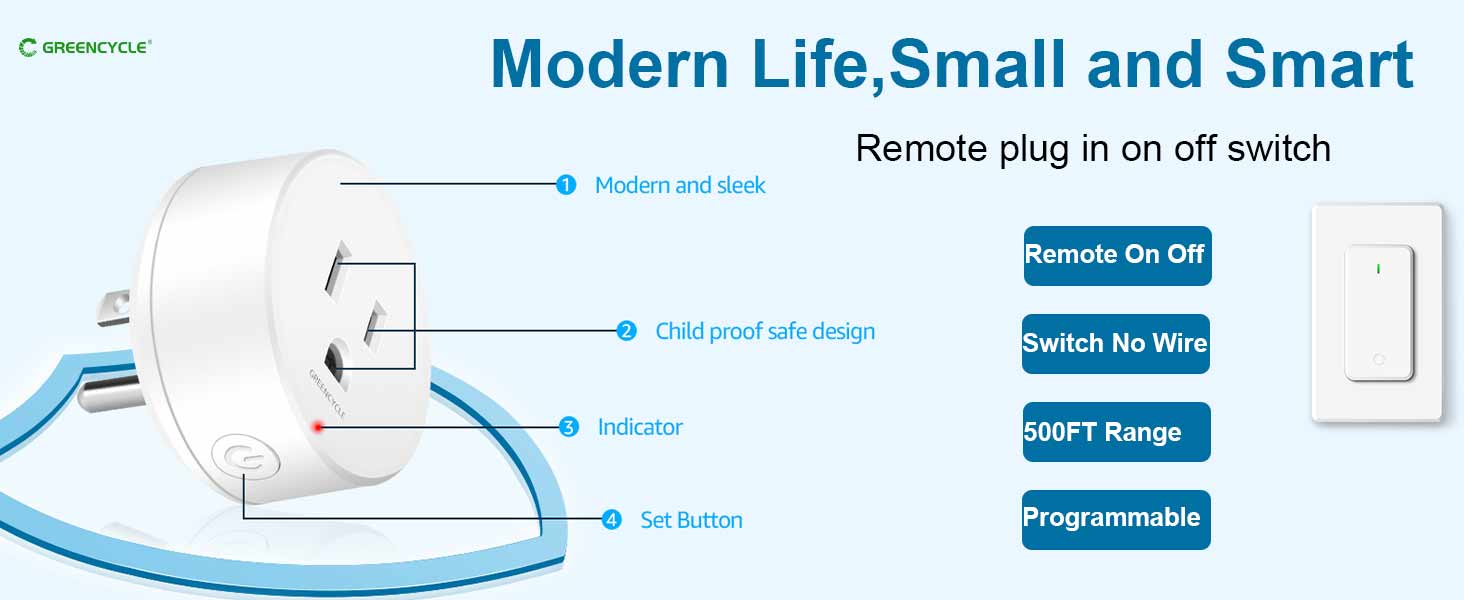 Remote Switch Outlet,GreenCyle Remote Control Outlet Plug with Switch