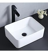 SHACO Vessel Sink Rectangle 16" X 12" White Bathroom Vessel Sink Modern Commercial Porcelain Lava...