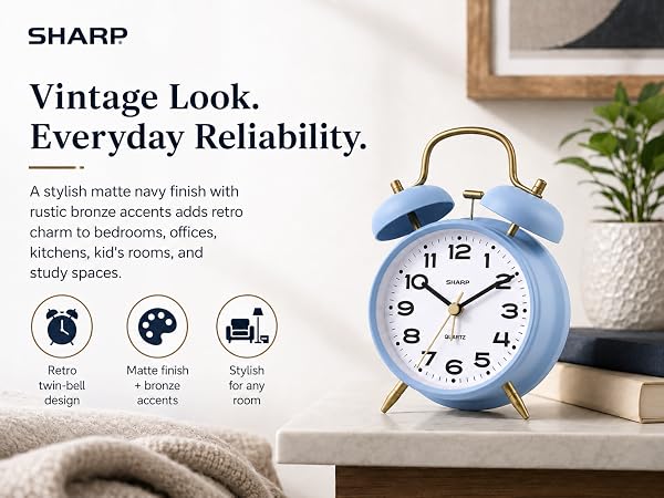 super loud retro alarm twin bell mid century modern old bedroom bedside cool easy viintage clock