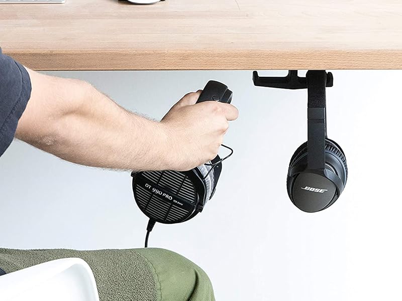 keeps headphones under your desk and out of sight