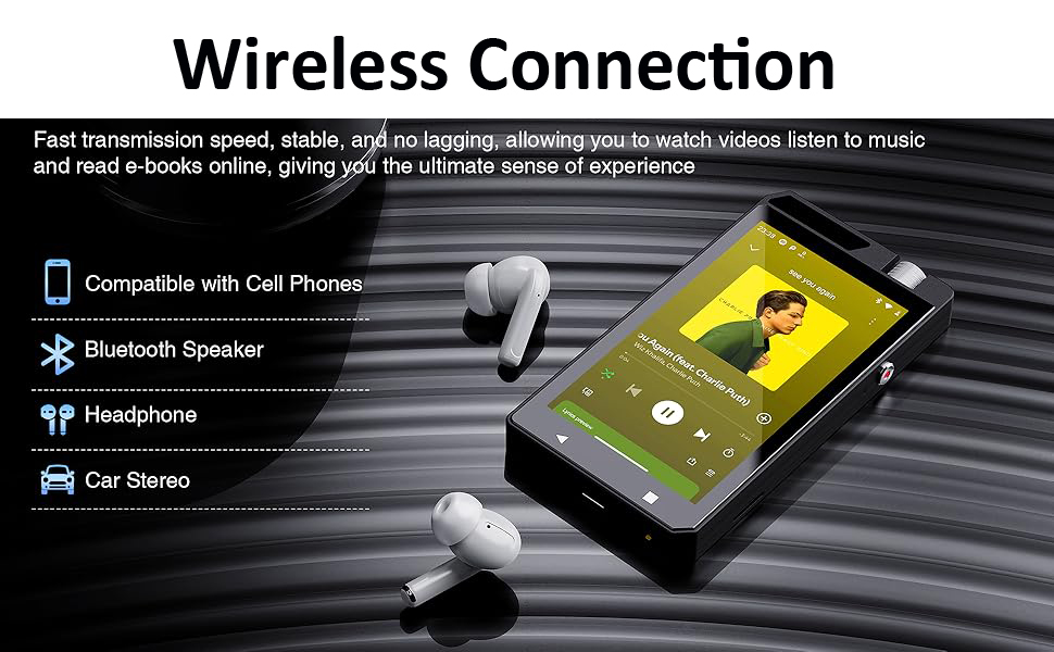 Bluetooth 5.3 MP3 Player for Car Stereo, Wireless Audio Player with Headphones and Speaker Support