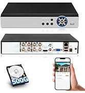Fuers H.265+ 5MP 8 Channel Security Recorder DVR with 500G HDD, Human Detection Hybrid 6-in-1 Cam...
