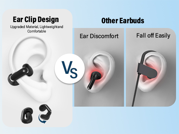 Wireless Earbuds Clip On Ear Headphones Open Ear bluetooth earbuds noise cancelling earbuds