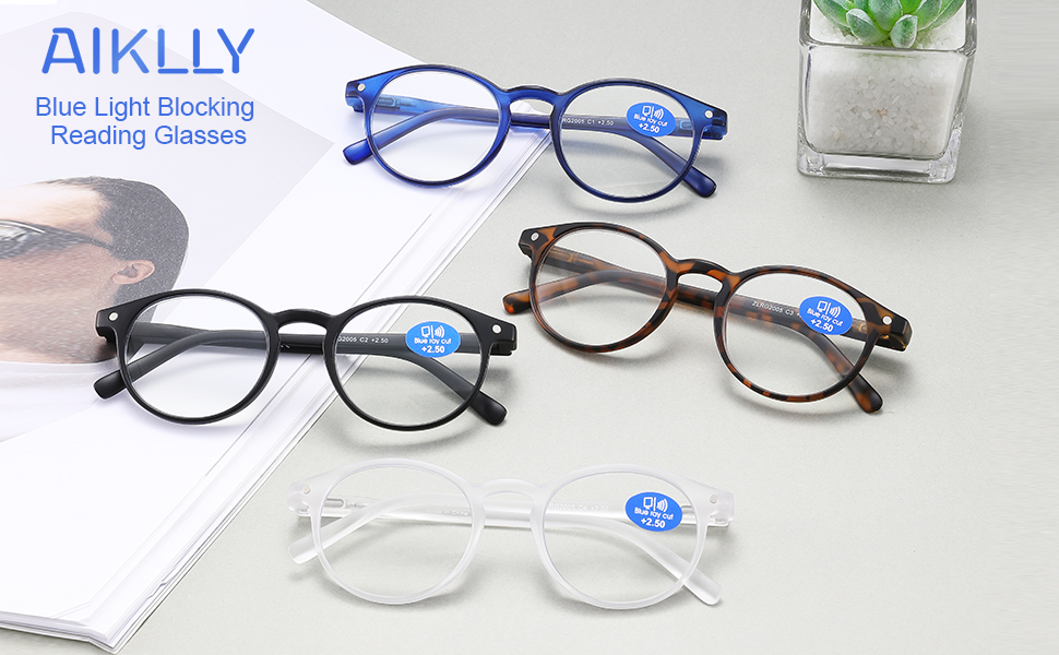 AIKLLY reading glasses blue light blocking