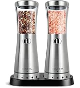 Electric Salt and Pepper Grinder Set with Storage Base, Stainless Steel Rechargeable Salt and Pep...