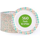 FOCUSLINE 360pack Paper Plates 8.375 Inch, Soak Proof Disposable Paper Plates for Everyday Use | ...