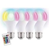Gabba Goods Rainbow Color Changing Light Bulb 10W with 450 Brightness Lumens, 16 Colors, Fits Sta...