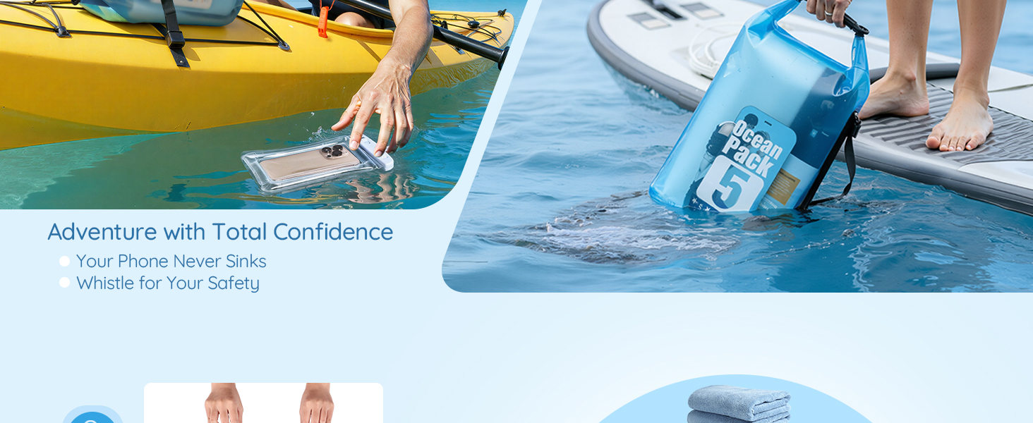 Three simple steps to use the TILYMOL dry bag: pack items, roll the top, and buckle securely