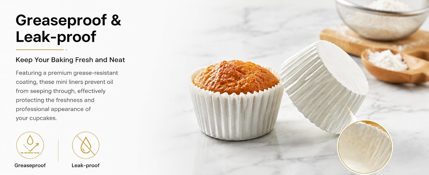 White Mini Cupcake Liners