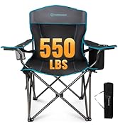 FUNDANGO Oversized Camping Chair for Adults,550lbs Heavy Duty Foldable Portable Lawn Chair with P...