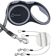 26FT Chew Proof Retractable Dog Leash with 2 Heavy Duty Anti-Chewing Wire Ropes, 360° Tangle-Free...