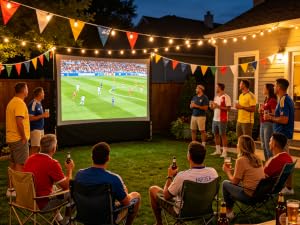 cozy ambiance for a backyard projector setup and summer sports watch party without flicker