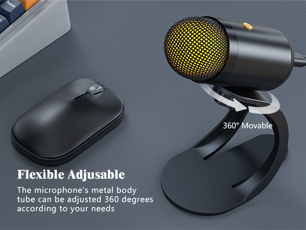 Move the condenser microphone 360° to any position