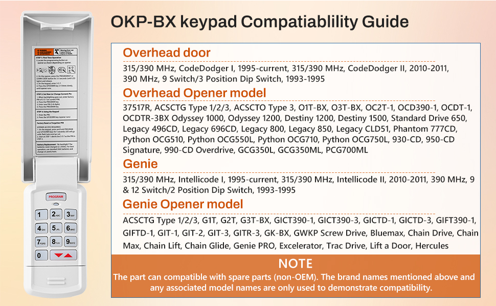 OKP-BX garage door opener keypad