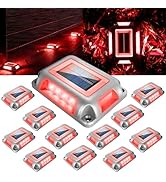 T-SUN Solar Deck Lights Outdoor 12 Pack, Red LED Driveway Deck Light Dock Marine Waterproof Drive...