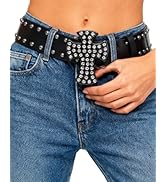 Amamcy Women's Rhinestone Belt for Jean Pants Dress Rivet Studded Leather Waist Belt Western Cowb...