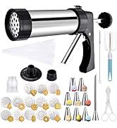 Ideal Swan Stainless Steel Cookies Press with 13 Cookie Discs and 9 Piping Tips Cleaning Brush &amp; ...