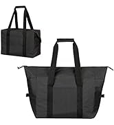 Insulated Shopping Cooler Bags with Zippered Top for Groceries, Reusable Thermal Foam Tote Bag fo...