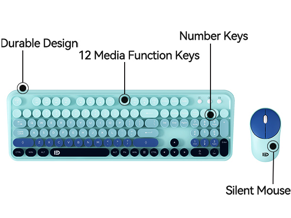 wireless keyboard and mouse combo with 12 multimedia hotkeys