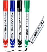 BASUNOCL Dry Erase Markers, 4 Count Whiteboard Markers Pens with Bullet Tip, 2.00mm Smudge-Free D...
