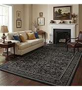 GarveeHome 5x7 Washable Area Rugs for Living Room, Boho Vintage Rug Non Slip Low Pile Stain Resis...