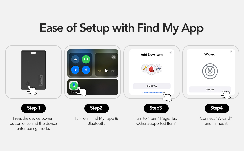 easy setup find my app ios wallet card traker