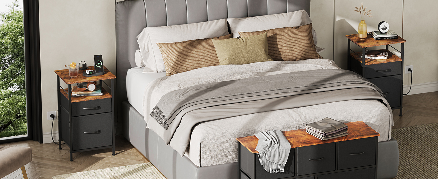 side table beside bed