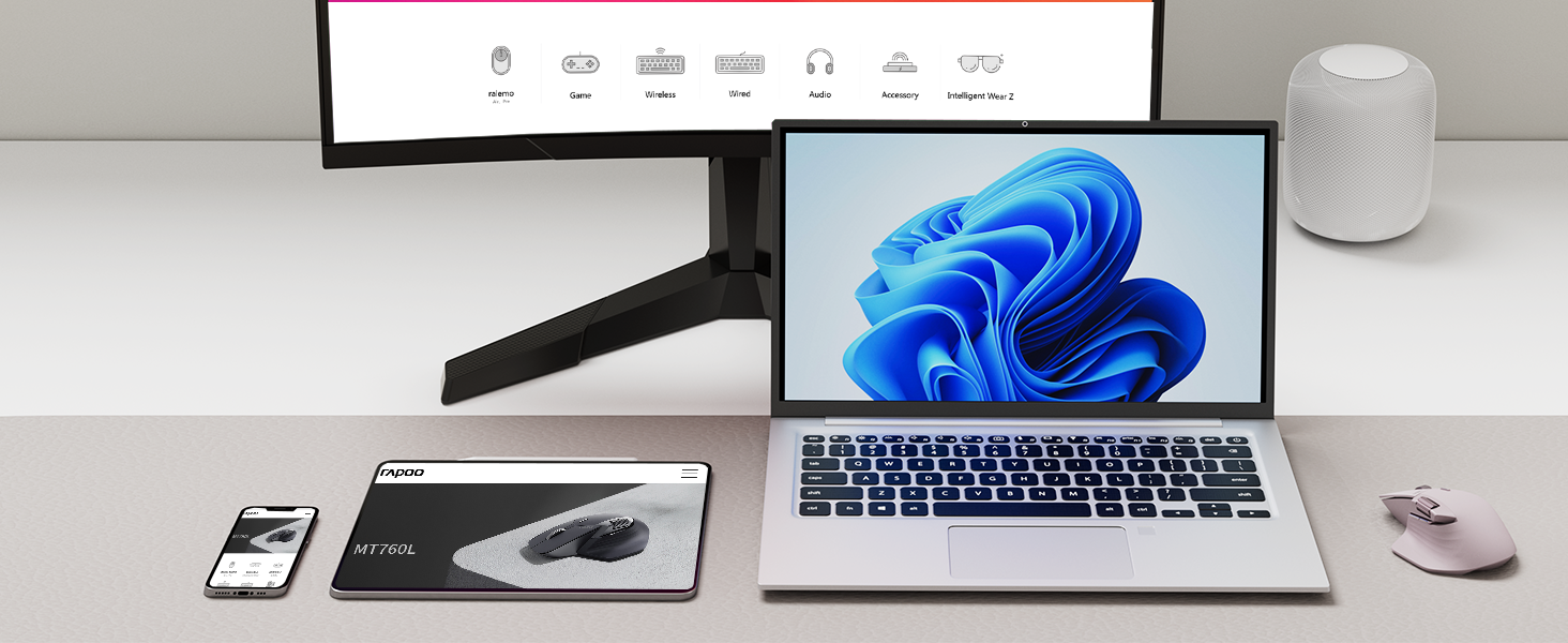 2.4GHz + Bluetooth 5.0/3.0 tri-mode connectivity