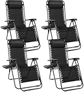 Sweetcrispy Zero Gravity Chairs, Set of 4 Portable Recliner Beach Camping Patio Outdoor Folding L...