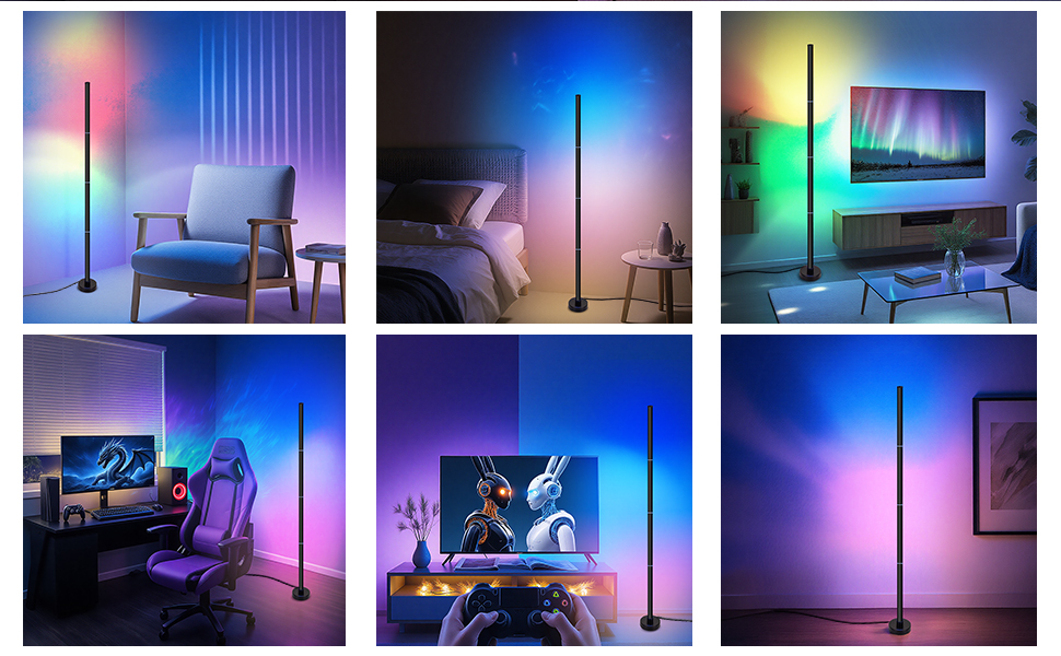 YUXORAH RGB Floor Lamp - Versatile Scenes for Living Room, Bedroom, Gaming Room &amp;amp; More