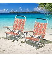 LET'S CAMP Backpack Beach Chairs Lightweight Folding 3 Position Portable Camping Chairs with Wood...