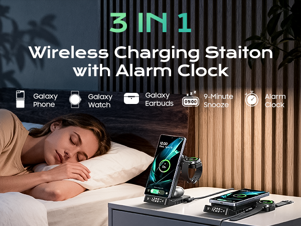 wireless charging station with clock