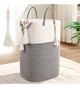 Woven Laundry Basket for Clothes, 65L Large Rectangle Laundry Hampers with Beads Tassel, Nursery ...
