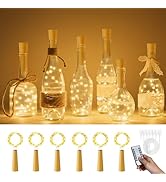 PChero Rechargeable Wine Bottle Lights with Remote &amp; Timer, 6pcs 2M 20LED Waterproof Battery Oper...