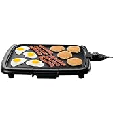 OVENTE Electric Griddle with 16 x 10 Inch Non-Stick Plate, Black GD1610B | Removable and Adjustab...