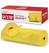 Plastic Table Cloth, 110 Ft X 54 in Plastic Table Cloth Disposable Yellow Table Cloths with Any C...