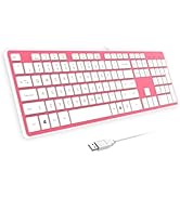 B.FRIENDIT Wired USB Keyboard with Cover/Protector Skin, Low-Profile Flat Keyboard with US Layout...