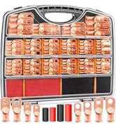 mankk 230PCS Copper Wire Lugs AWG 1 2 4 6 8 1/0 2/0 Gauge Battery Terminal Connectors Battery Cab...