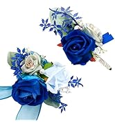SITUMEIZI 2Pcs Corsage and Boutonniere Set Wrist Corsage Bracelets and Boutonniere for Men Weddin...