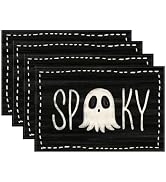 RABUSOFA Halloween Placemats 12x18 Inch Set of 4 Spooky Ghost Table Mats | Printed on One Side,Po...