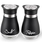 Salt and Pepper Shakers, Stainless Steel and Glass Bottle, Set of 2, Black