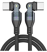 BITHAI 240W USB C to USB C Cable USBC to Dual Head 180° Rotation High Speed USBC Fast Charging Ca...