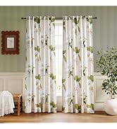 Ted Baker Light Beige Floral Cotton Sateen Curtains - 50" x 95" - Light Filtering Window Curtains...