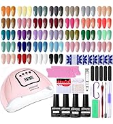 JODSONE 36Pcs Gel Nail Polish Kit with 4 Functional Adhesive Bottles Kit Soak Off Manicure Tools ...